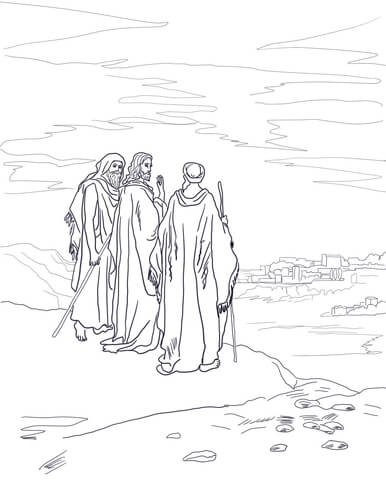 Jesus On The Road To Emmaus Coloring Page